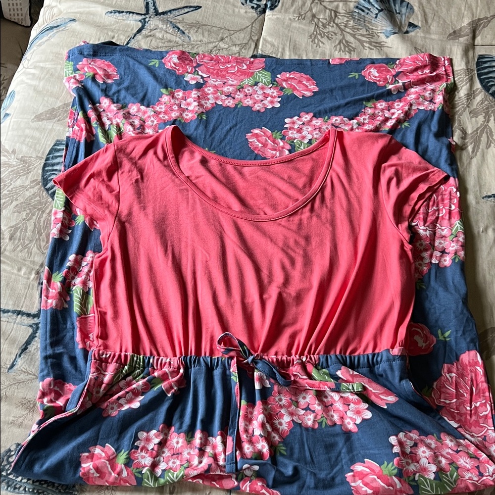 Serra Pink and Blue Floral Maxi Dress